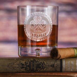 maechi Irish Whiskey & Scotch Glass – Classic Engraved Tumbler