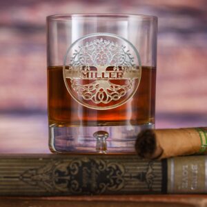 maechi Family Tree Engraved Crystal Bourbon Glass – Personalized Gift