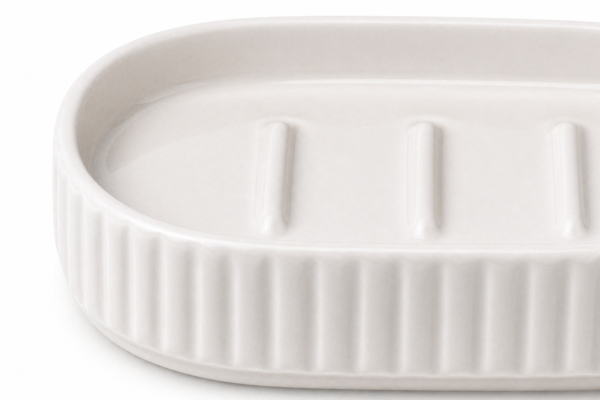 Ceramic Soap Dish Tray Non-Slip Bathroom Accessory Durable Modern Design | Casalinghi Sartoris