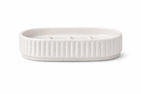 Ceramic Soap Dish Tray Non-Slip Bathroom Accessory Durable Modern Design | Casalinghi Sartoris