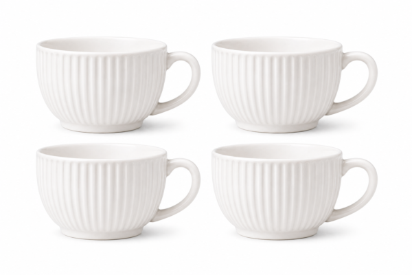 Ceramic Tea Cup Set of 4 Elegant Handle Cups 200ml Durable Modern Design | Casalinghi Sartoris