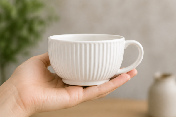 Ceramic Tea Cup Set of 4 Elegant Handle Cups 200ml Durable Modern Design | Casalinghi Sartoris