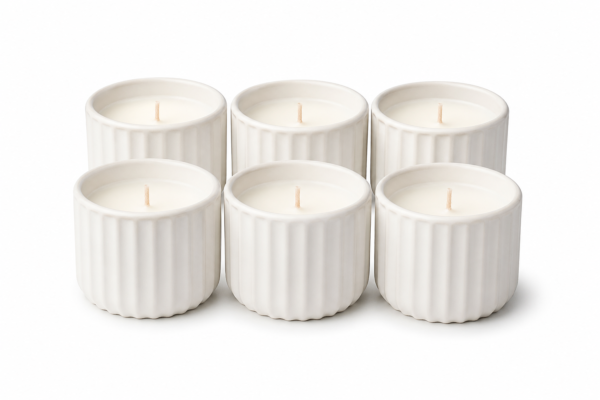 Ceramic Mini Candle Jar Set of 6 Bulk Gift Pack Decorative Home Scented Candles | Casalinghi Sartoris