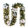 2.7M Christmas Garland with LED Lights Luxury Rattan Wreath Fireplace Stair Decoration