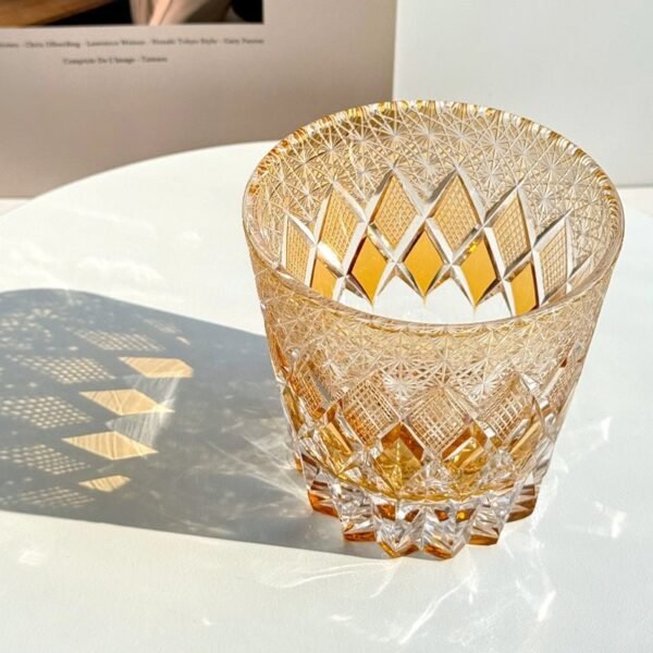 1_5caeb7b0-a0cd-43fd-9151-fcee526fc87d.jpg Edo Kiriko Handcrafted Yellow Fluorite Crystal Whisky Glass