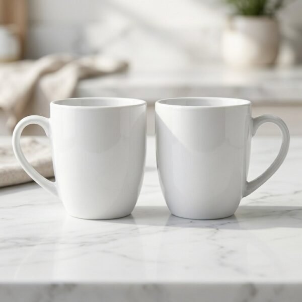 Product_on_minimal_202604132356.jpeg Ceramic Coffee Mug Set of 2 Elegant White Cups 300ml | Cerâmica Capuchos
